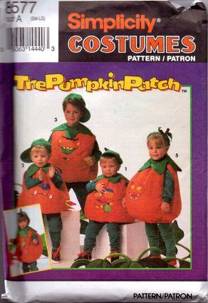 Simplicity 8577 The Pumpkin Patch Jack-O-Lantern Halloween Costume Pattern - VintageStitching - Vintage Sewing Patterns