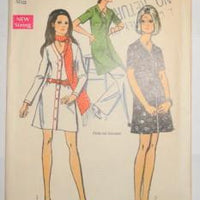 Simplicity 8784 Ladies Mini Cardigan Dress Mod Crochet Lace Edging Vintage Sewing Pattern 1970's - VintageStitching - Vintage Sewing Patterns