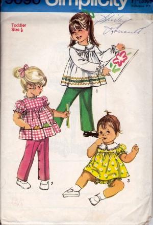 Simplicity 9090 Toddlers Top Pants Bloomers Vintage Sewing Pattern - VintageStitching - Vintage Sewing Patterns