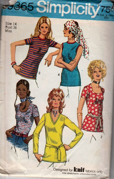 Simplicity 9365 Vintage 1970's Pattern Ladies Set of Blouses Back Zipper - VintageStitching - Vintage Sewing Patterns