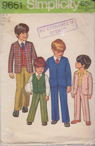 Simplicity 9651 Boys Jacket Pants Reversible Vest Vintage Sewing Pattern - VintageStitching - Vintage Sewing Patterns