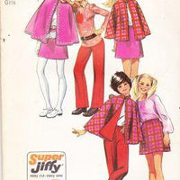 Simplicity 9847 Vintage Pattern Girls Reversible Cape Skirt Pants Jiffy - VintageStitching - Vintage Sewing Patterns