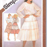 Simplicity 9907 Ladies Skirt Blouse Vintage Sewing Pattern - VintageStitching - Vintage Sewing Patterns