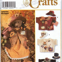 Simplicity Crafts 7606 Country Harvest Bear with Clothes Sewing Pattern - VintageStitching - Vintage Sewing Patterns
