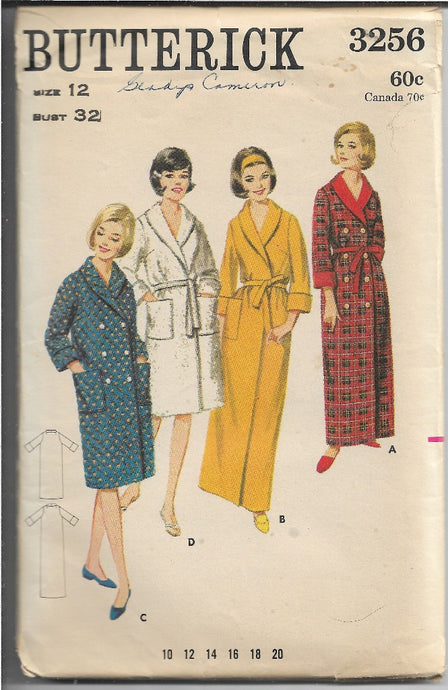 Butterick Vintage Sewing Pattern 1960s Ladies Robe Housecoat - VintageStitching - Vintage Sewing Patterns