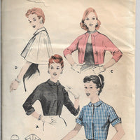 Butterick 8142 Shortie Bolero Jacket Cape Vintage Sewing Pattern 1950s - VintageStitching - Vintage Sewing Patterns