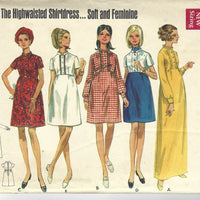 Butterick 5201  Ladies Empire Waist Dress Vintage Sewing Pattern 1960s