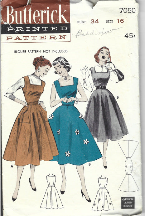 butterick 7050 jumper dress vintage pattern