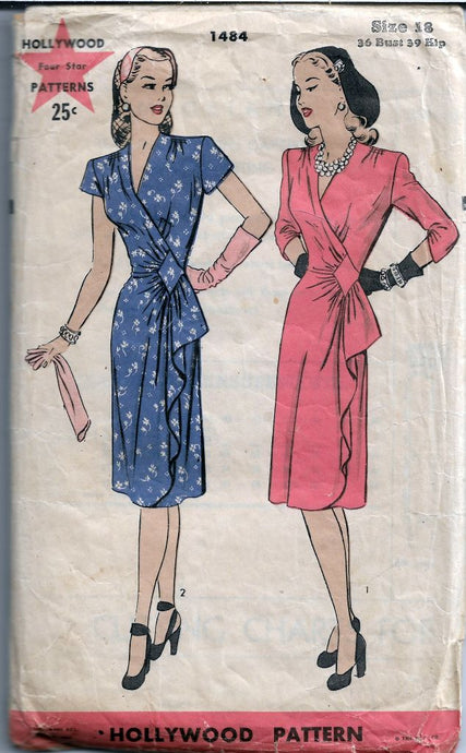 Hollywood 1484 Ladies Wrap Dress Vintage Pattern