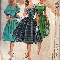 McCalls 5107 Square Neck Rockabilly Dress Vintage Sewing Pattern
