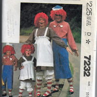McCall's 7232 Raggedy Ann Andy Childs Halloween Costume Vintage 1980's Pattern - VintageStitching - Vintage Sewing Patterns