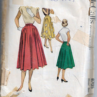 mccalls skirt 8705 vintage sewing pattern 1950s