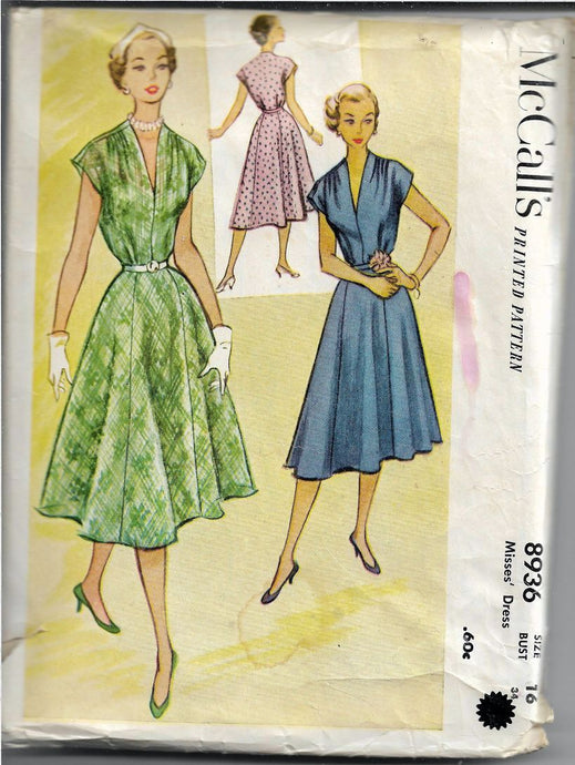 McCall's 8936 Ladies Shirtwaist Dress Vintage Sewing Pattern 1950s - VintageStitching - Vintage Sewing Patterns