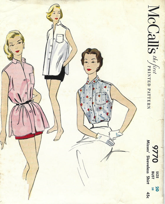 mccalls 9770 blouse vintage 1950s pattern