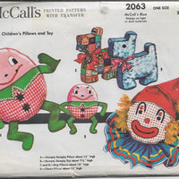 McCalls 2063 Humpty Dumpty Clown Pillow Toys Vintage Craft Sewing Pattern 1950s - VintageStitching - Vintage Sewing Patterns