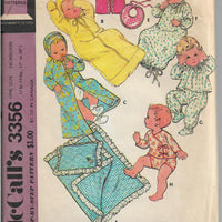 McCalls 3356 Baby Layette Nightgown Bunting Pajamas Vintage Sewing Pattern 1970s - VintageStitching - Vintage Sewing Patterns