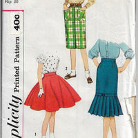Simplicity 2817 Girls Children Circle Slim Skirt Vintage Sewing Pattern 1950s - VintageStitching - Vintage Sewing Patterns