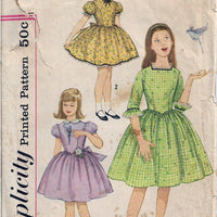 Simplicity 3764 Vintage 1960s Sewing Pattern Girls Party Dress Puff Sleeves - VintageStitching - Vintage Sewing Patterns