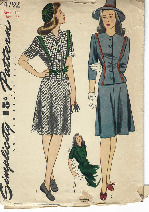 Simplicity 4792 dress vintage pattern 1940s
