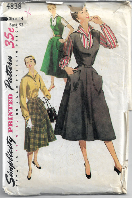 simplicity 4838 jumper vintage pattern 1950s