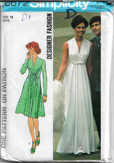 Simplicity 6672 gown dress vintage pattern