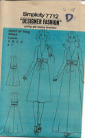 
              Simplicity 7712 Ladies Evening Gown Dress Vintage Sewing Pattern 1970s No Envelope
            