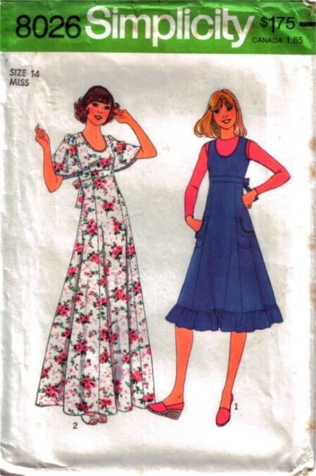 simplicity 8026 jumper dress vintage pattern 1970s