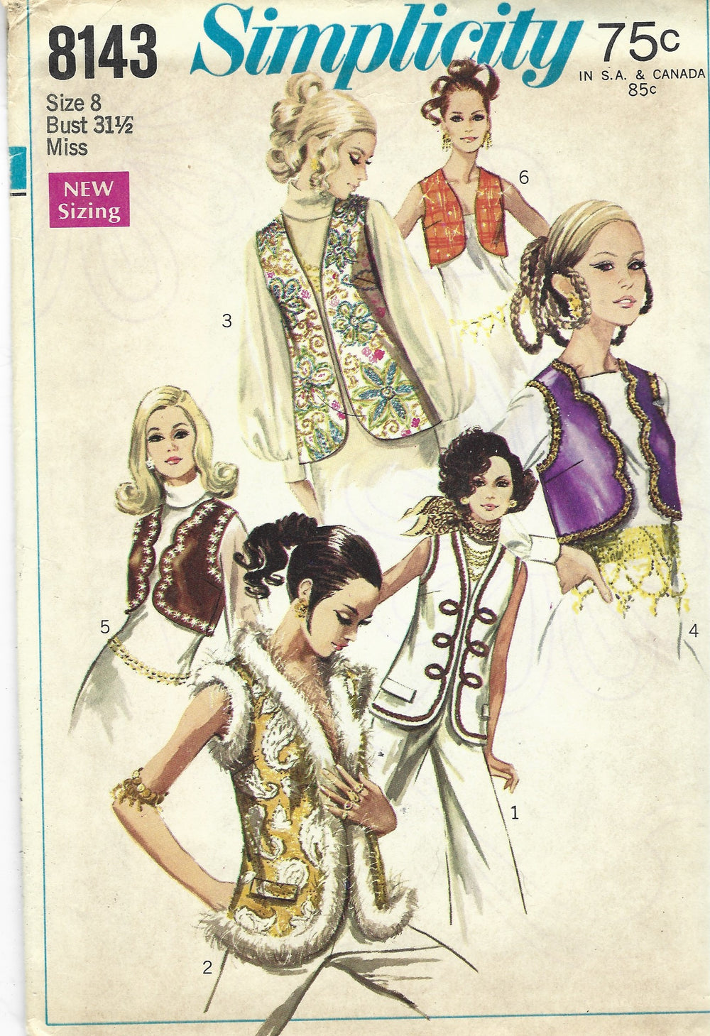Simplicity 8143 Ladies Vest Set Collarless Vintage Sewing Pattern 1960s