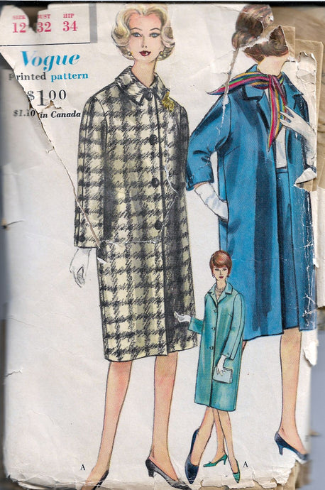 vogue 5209 ladies coat vintage pattern 1960s