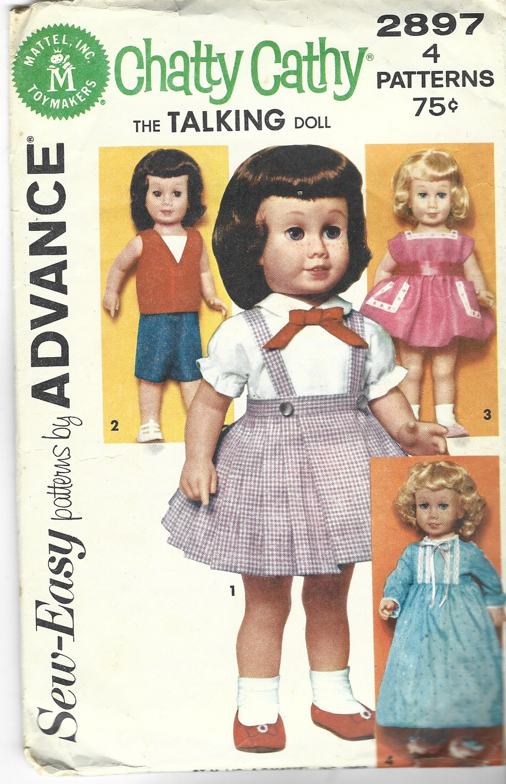 Advance 2897 Chatty Cathy Vintage Doll Clothing Craft Sewing Pattern