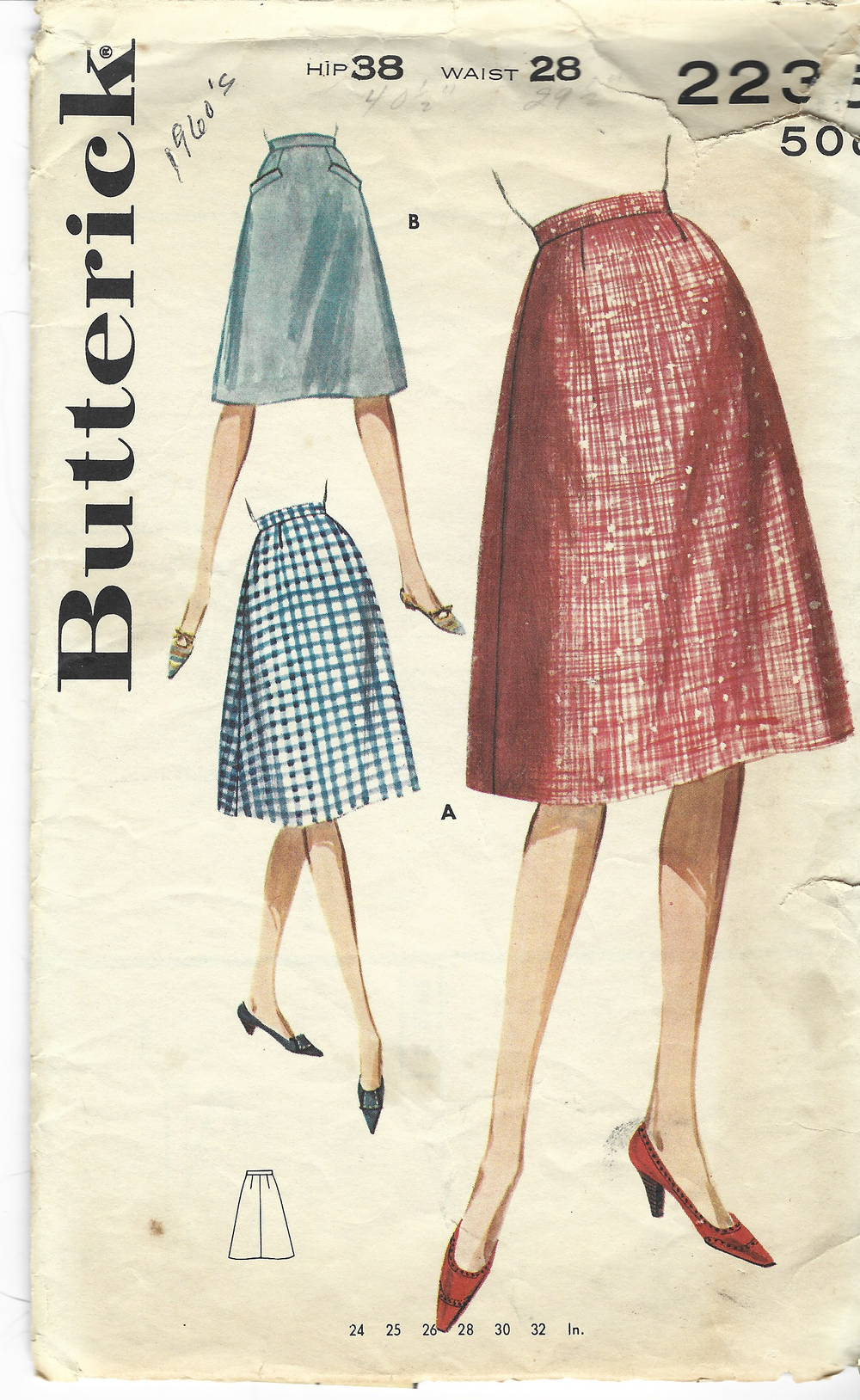 Butterick 2235 Ladies Flared Skirt Vintage Sewing Pattern 1960s