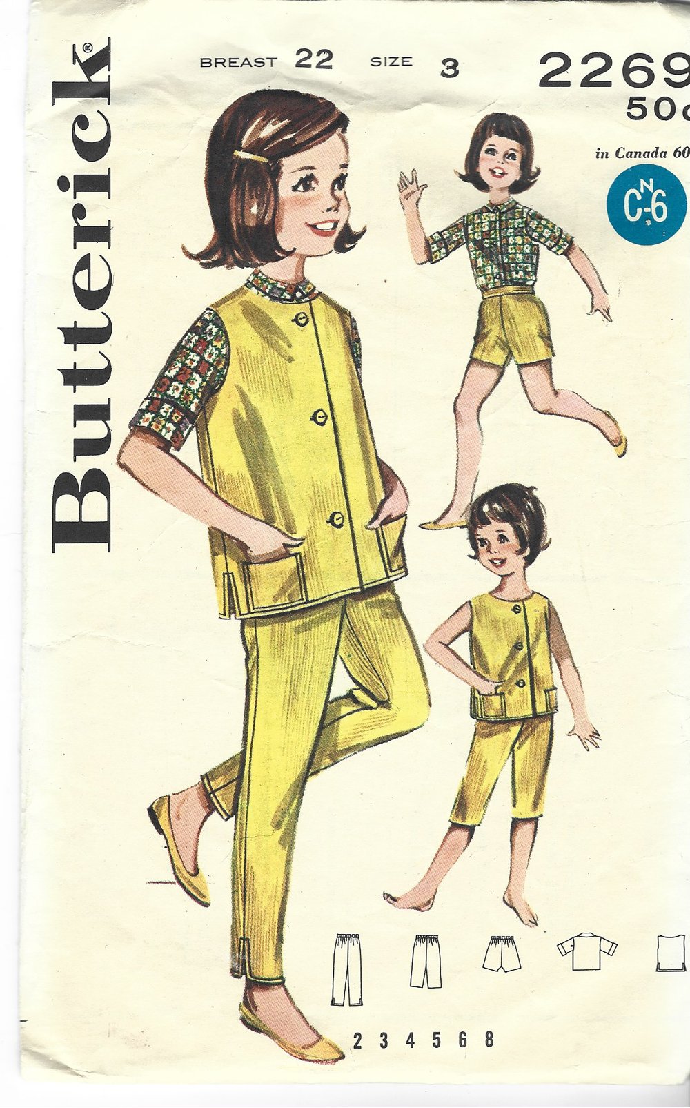 Butterick 2269 Toddler Girls' Sportswear Seperates Vintage Sewing Patt