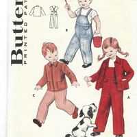 Butterick 6198 Childrens Overalls Jacket Boys Girls Vintage Sewing Pattern 1950s