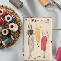 Advance 6256 Ladies Slim Skirt Vintage Sewing Pattern 1950s Unprinted