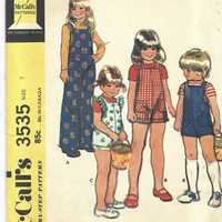 McCalls 3535 Toddler Boys Girls Overalls Romper Vintage Sewing Pattern 1970s