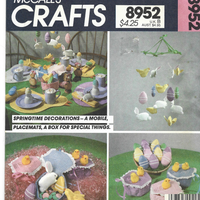 McCalls 8952 Easter Mobile Placemats Bunny Box Sewing Craft Pattern 1980s