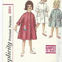 Simplicity 4536 Toddler Girls Robe Vintage Sewing Pattern 1960s