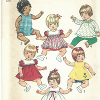 Simplicity 5947 Doll Wardrobe Dresss Pinafore Panties Vintage Craft Sewing Pattern 1970s