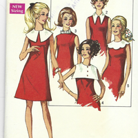 Simplicity 8202 Ladies Sleeveless Dress Detachable Collars Vintage 1960s Sewing Pattern