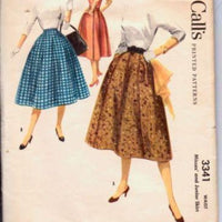 1950's Full Rockabilly Skirt McCall's 3341 Vintage Sewing Pattern Gored Swing Pocket Flaps - VintageStitching - Vintage Sewing Patterns