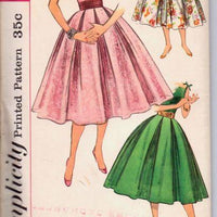 1950's Graceful Swing Skirt Double Cummerbund Simplicity 2085 Vintage Sewing Pattern - VintageStitching - Vintage Sewing Patterns