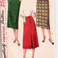 1950's Ladies Chic Slim Skirt Simplicity 4377 Vintage Sewing Pattern with Kick Back Inverted Pleat - VintageStitching - Vintage Sewing Patterns
