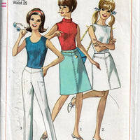 Simplicity 6451 Ladies Hip Hugger Pants Skirt Vintage Sewing Pattern 1960s - VintageStitching - Vintage Sewing Patterns