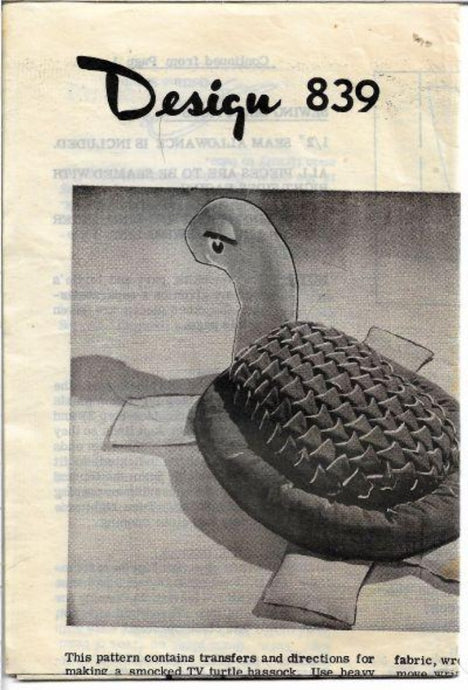 Mail Order 839 Turtle Hassock Foot Stool Vintage Craft Pattern 1960s - VintageStitching - Vintage Sewing Patterns