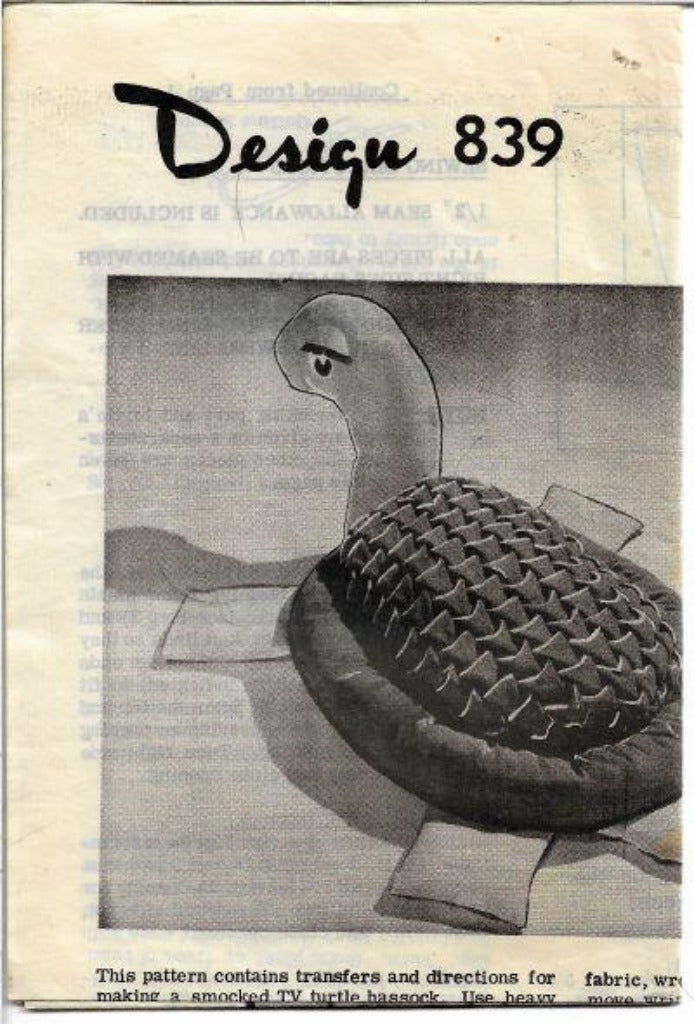 Mail Order 839 Turtle Hassock Foot Stool Vintage Craft Pattern 1960s - VintageStitching - Vintage Sewing Patterns