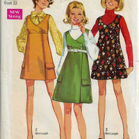Simplicity 8410 Junior Petite Mini Jumper Dress Vintage Sewing Pattern 1960s - VintageStitching - Vintage Sewing Patterns