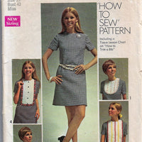 Simplicity 8610 Ladies Dress Detachable Bib Designs Vintage Sewing Pattern 1960s - VintageStitching - Vintage Sewing Patterns