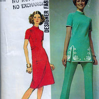 Simplicity 9607 Designer Fashion Vintage Pattern 1970s Dress Tunic Pants - VintageStitching - Vintage Sewing Patterns