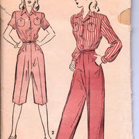 Advance 4821 Vintage 1940's Sewing Pattern Ladies Blouse Pedal Pusher Capri Pants Slacks - VintageStitching - Vintage Sewing Patterns