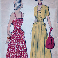 Advance 5180 Ladies Sun Dress Bolero Jacket Scallops Vintage 1940's Sewing Pattern - VintageStitching - Vintage Sewing Patterns